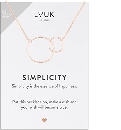 LUUK LIFESTYLE Halskette mit Anhänger, 925er Sterlingsilber, Glücksbringer, SIMPLICITY karte, Glücksbringer, Alltagstauglich, Schmuck für Frauen, Geschenk für Sie, Silber, Gold, Rosé