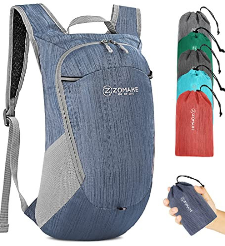 ZOMAKE Faltbarer Rucksack Ultraleicht-Kleiner Rucksäcke Wasserdicht Wanderrucksack Packable Backpack 18L für Damen Herren Outdoor Wandern(Marineblau)