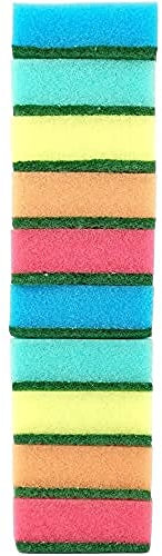 D.RECT Dishwashing Sponge 10x - Dual-Sided Dish-Washing & Cleaning Scrub Kitchen Sponge 75x50x28mm - Sponges Washing Up Remove Grease & Burnt on Food, Multicoloured