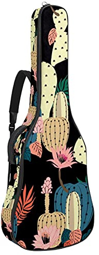 Gitarren-Gigbag, wasserdicht, Reißverschluss, weicher Gitarren-Rucksack für Bassgitarre, Akustik- und klassische Folk-Gitarre, schwarzer Kaktus