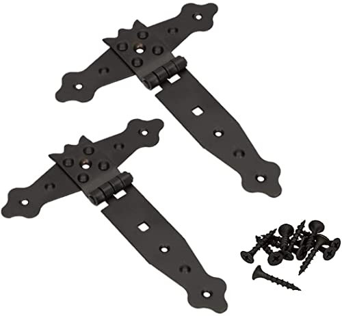 KOTARBAU® Lot de 2 supports en croix de 150 mm pour charnière, plaque de montage, ferrures de portail, liaison en bois, bride en T, charnières en T revêtues par pulvérisation