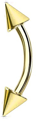 JEWEL BARREL Böjda skivstänger ögonbryn piercing barer kirurgiskt stål 16G 6 mm 8 mm 10 mm 12 mm rök daith örhänge bananstång med koner spikar, Kirurgiskt stål