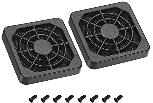 PATIKIL 40 mm kylfläktfilter med skruv, 2-pack ABS-ventilationsgrillskydd för fläkt skyddskåpa gör-det-själv, svart