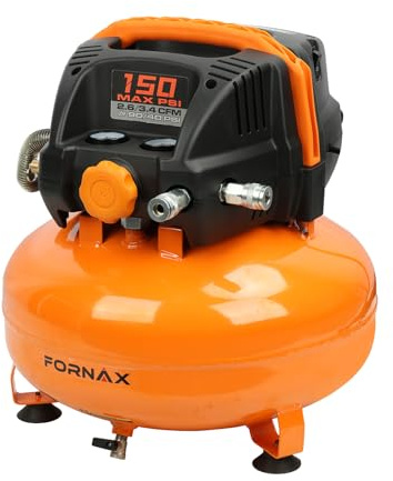 FORNAX Pancake Air Compressor with two couplers, 6 Gallon Portable Electric air compressor, 150 PSI, Oil -Free Air Compressor
