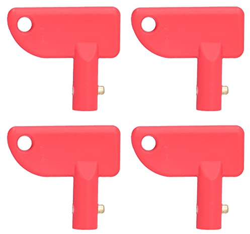 Kadimendium Batterie-Isolator-Schlüssel, Kippschalter, 4-teilig, Rot, 12 V, ABS-Material, Oberflächenmontage, 1-Weg, 4 Count