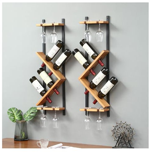 Botellero Vino Pared Vinoteca Garrafeira de Vino Wine Rack con Soporte para Copa de Vino Colgante Mueble Bar Salon Mini Bar para Casa Muebles Cocina para Bar Sala de Estar y Cocina (Size : Combinatio