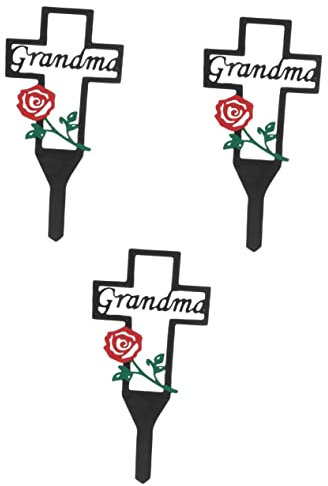 BESPORTBLE 3St Friedhof Pfahl Grabkreuz Dekor Friedhofskreuz Pfahldekor Ornament Embleme Gedenktafel Pfahl Gedenktafeln Markierungen Metall schmücken Kreuz Garten Dekorationen Mutter Zeichen