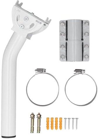 Antenna J Pole Mounting Kit Stainless Steel Adjustable Outdoor Antenna Mounting Pole Wall Roof Mount for V2 Rectangular Dish Standard Sized Outdoor TV Antennas
