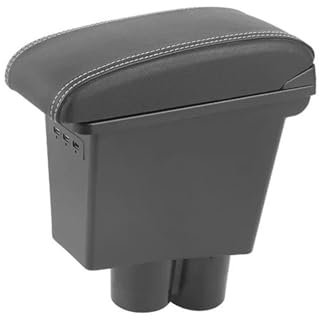 WUURAA Easy to install Armrest box car armrest with usb piece strorage box car-styling center console decoration auto For Suzuki Alto (Color : A-black white 3 usb)