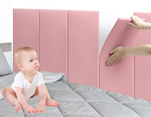 Wandpaneele Gepolstert 3D Wandkissen Selbstklebend, 5PCS Kopfteil Wandkissen Bett Wandpolster Kinderzimmer, Plüsch mit Hoher Dichte, 30x60cm, Weich und Bequem (Farbe : Pink)