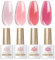 Born Pretty UV Nagellack Milky Jelly Milchig Nude Rosa - Gel Nagellack UV Natur Kristall Transparent UV Lack Rosy Aura Maniküre und Nagelkunst DIY zu Hause 4PCS