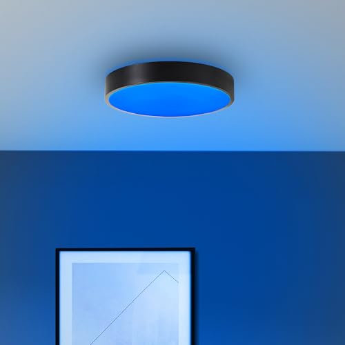 Lightbox LED Deckenlampe | Ø 33 cm | Wand- & Deckenleuchte mit RGB & CCT | dimmbar per Fernbedienung | Tuya App kompatibel | 2300 lm | 3000-6500 K | aus Metall/Kunstoff in Weiß/Schwarz