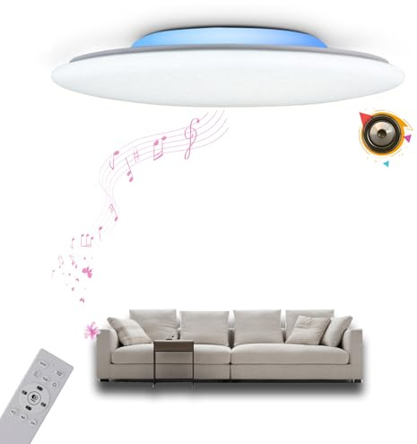 chysongoods-ALS LED Musik Deckenleuchte mit Bluetooth Lautsprecher Φ40cm 36W Sprach und APP-Steuerung Kompatibel Mit Alexa/Google Home Zurück-RGB Farbwechsel Dimmbare Farbanpassung mit Fernbedienung