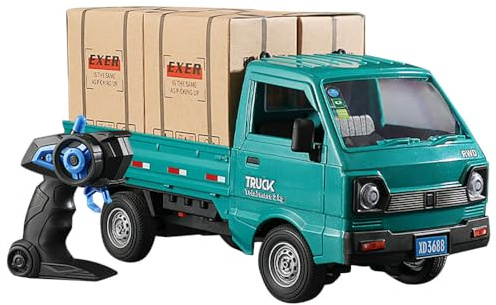 GoolRC Remote Control Car Kei Truck, 1:16 Scale RC Transport Pickup Truck with Spray and Light, 2.4GHz All Terrain RC Cars for Teens and Adults Christmas or Birthday Gift (Green)
