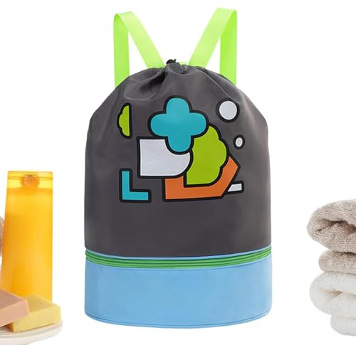 Chaies Bolsa de natación para niños bolsa de piscina infantil | Bolsa de baño impermeable de dibujos animados para niños de tela Oxford | Correas de hombro ajustables, bolsa de deporte de gran