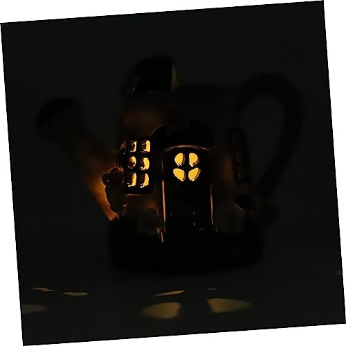 BESPORTBLE Cute Garden Ornament Resin Craft Watering Can Solar Luminous Decor for Outdoor Plant Care