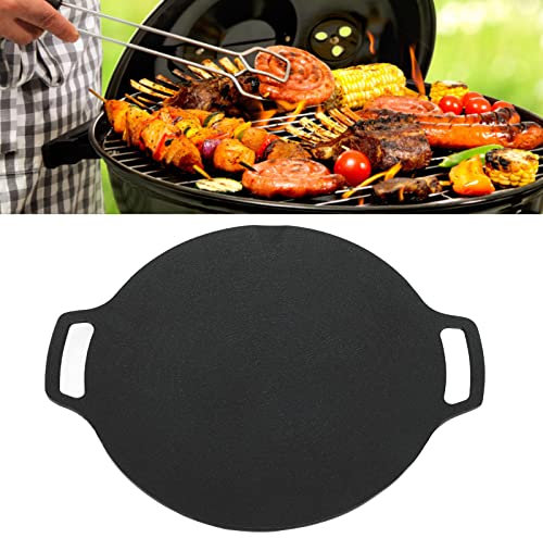 lvifloae Grillplatte mit Griff, koreanische Grillpfanne mit 6-lagiger Antihaftbeschichtung für Gasherd, runde Grillplatte mit Doppelgriff, kompatibel mit Induktions-Gasherd für (33cm)