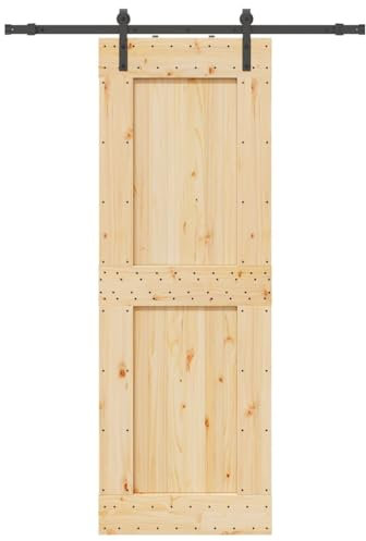 vidaXL Schiebetür mit Beschlag 85x210 cm Massivholz Kiefer, Innentür, Holzschiebetür, Scheunentür, Innenschiebetür, Holz Schiebetür, Innenscheunentür