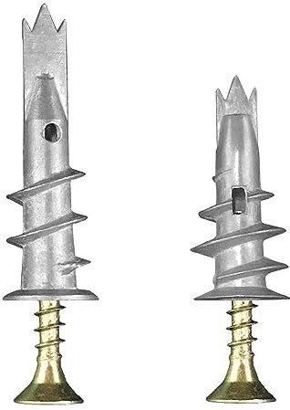 100 piezas de fijaciones para placas de yeso resistentes, tacos y tornillos de pared de metal, juego de fijaciones autoperforantes, tapones sin procesar de cavidad, anclaje de pared seco para tableros