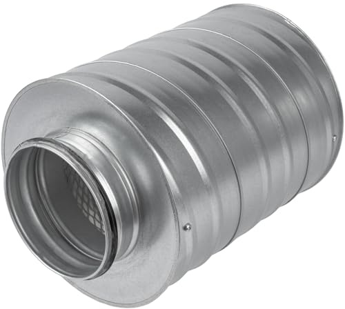 Repa Market Ø6 Inch Round Inline Duct Silencer – Galvanized Steel Vent Muffler with 2 Inch Mineral Wool Insulation – HVAC Air Noise Reducer for Exhaust/Intake Fans – Sound Dampener for Grow Tents