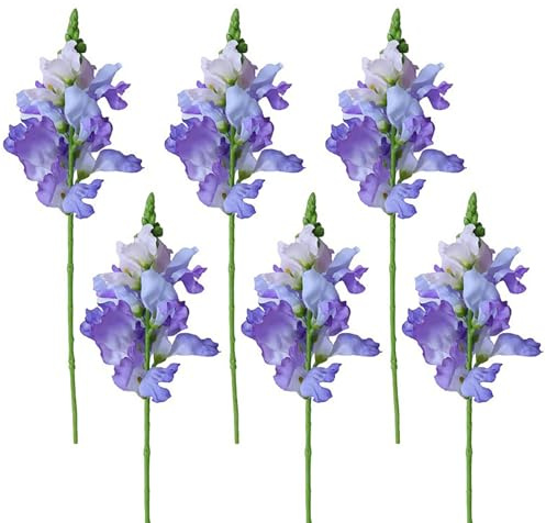 belupai 6 Stück Künstliche Hyazinthen-Blumen, 40,6 cm Langer Stiel, Künstliche Hyazinthen-Blumensträuße, Künstliche Antirrhinum-Löwenmaul-Zweige für Zuhause, Hochzeit, (D)
