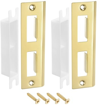 QUARKZMAN 2 Juegos Placas de Golpe de Puerta 41mm x 145mm Dorado | Placa de Golpe de Cerradura de Perno Muerto de Acero Inoxidable, para Refuerzo de Marco de Puerta y Jamba de Puerta