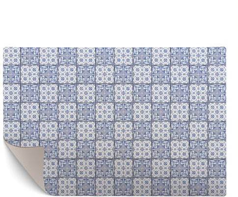 Tappeto moderno in vinile, 80 x 120 cm, tappeto da cucina, lavabile, in PVC, per interni ed esterni, impermeabile, decorazione elastica, arte vintage, mosaico, ornamento orientale