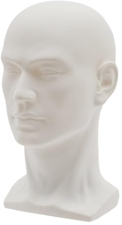 Qussse Schaufensterpuppe Kopf, Modellkopf aus PVC, Mannequin Kopf, Schaufenster Kopf, für Perücken Kopfhörer Hüte und Schmuck (Mattes Weiß)