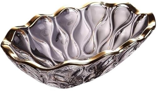 LAHTIQWE Plato de Cristal Original para Fruta, Pintura Dorada, frutero, Adornos de decoración para el hogar y la Sala de Estar