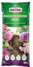 Substral Rhododendron Erde 40L auch für Hortensie, Azalee, Heidelbeeren | Für Rhododendren Hortensien und Heidelbeeren | Mit Eisen | Bis zu 3 Monate Nährstoffversorgung