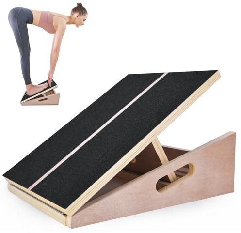 Slant Board for Calf Stretching, Portable Wooden Calf Stretcher - Adjustable Incline Board for Knees Ankle Heel Feet Leg
