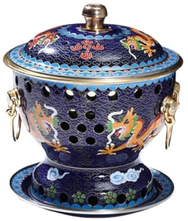 IUYIXWFP Pentola Singola in Rame cloisonné, pentola Piccola per Lo shabu, pentola in Rame Fatta a Mano, Stile Antico di Pechino, Antiaderente.,E
