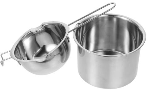 EXAOMBLE 1Set Double Boiler Melting Pot Set Stainless Steel Wax Chocolate Ergonomic Design for Easy Use for Candle Making Baking Versatile Heating