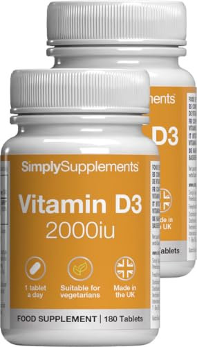 Vitamin D3 2000 IU | Supports Healthy Bones, Muscles & Immune Function | 360 Tablets = 1 Year Supply | Suitable for Vegetarians | Manufactured in The UK to GMP Standards