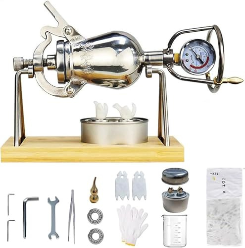304 Stainless Steel Popcorn Maker, Chinese Vintage Mini Pop Corn Machine, Old-Fashioned Pop-Corn Popper with with Pressure Gauge and Pressure Relief Valve(268ml)
