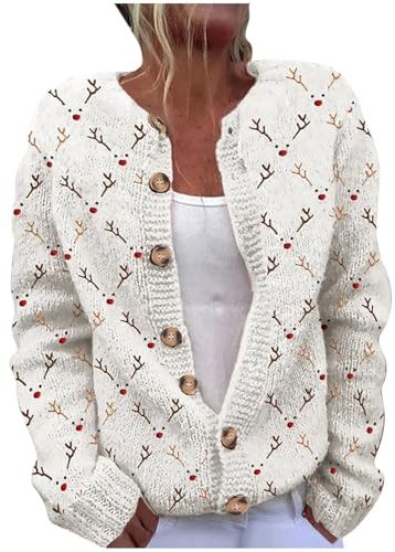Womens Cardigans Long Sleeve Open Front Knitted Cardigan Sale Button Round Neck Sweater Lightweight Solid Color Jumper Women Ugly Christmas Long Sleeve Cozy V Neck Sweaters