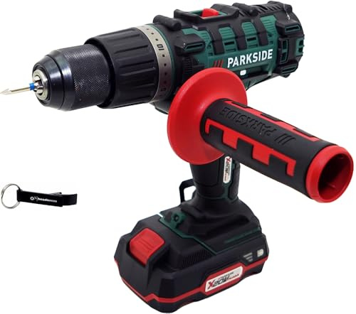 HEADNMORE Parkside - Trapano avvitatore a percussione a batteria, 20 V, 3 in 1, PSBSA 20-Li, con batteria da 2 Ah + portachiavi