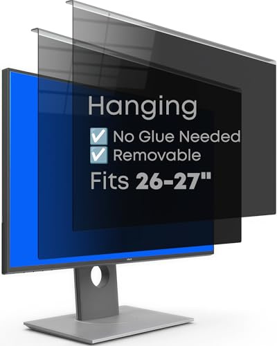 infoWall 2-Pack 27 Hanging Privacy Screen Protector, Fits 26-27 Frameless Monitor, 30°+ Privacy, 87% Blue Light & 97% UV Block, Easy Install for Office & Eye Care