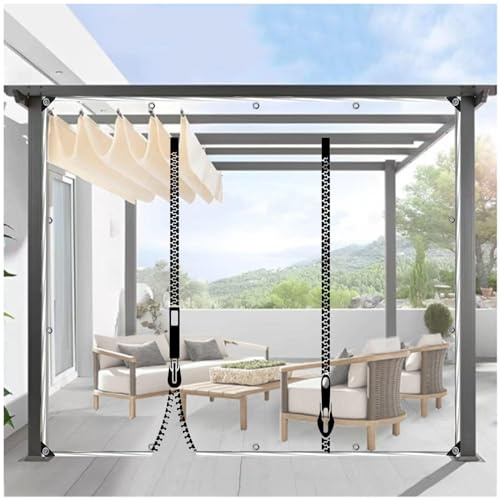 Paneles laterales de lona transparente de 0,5 mm, impermeables, para pérgola/cenador, 6 x 2,2 m, cubierta de toldo para exteriores con ojales para una fácil instalación