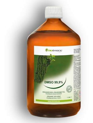 Biotraxx DMSO - Dimethylsulfoxid organisches Lösungsmittel 99,9% in 1 Liter Braunglasflasche. Deutschland.