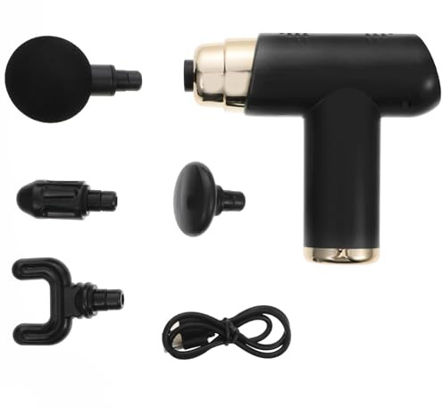 IMIKEYA Elektrisches mit 1200mah Akku mit 4 Massageköpfen und 6 Geschwindigkeitsstufen Kleiner Körpermassagegerät Portable Abs Massagepistole für Muskelentspannung nach Yoga und Sport