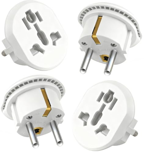 4 PCS Adaptateur Prise Universelle, Adaptateur Prise Anglaise vers France, Adaptateur Prise International vers France, Adaptateur Universel pour Europe, UK, USA, Suisse, Japon, Chine