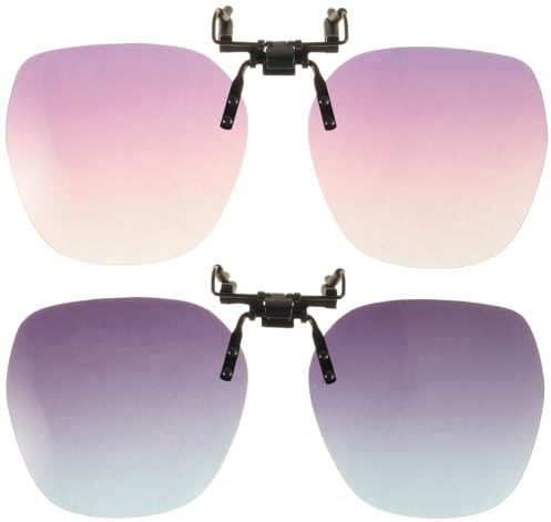 Hohopeti 2 St Polariserade Kläm-solglasögon för Glasögon Anti-glare Körning Flip-up Uv-skydd Avtagbara Linsklämmor för Utomhusaktiviteter Unisex Passar Många Glasögonformer