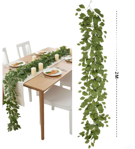 Ghirlanda di eucalipto artificiale, fogliame verde primaverile da appendere per pareti, decorazioni per matrimoni e piante verticali per interni, edera finta a bassa manutenzione, alternativa