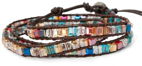 SPUNKYsoul 3 Wrap Dazzling Multi Color Crystal Leather Bracelet Collection