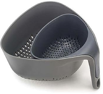 Joseph Joseph Nest Set de 2 Coladores de Cocina, Colador de Alimentos, Ahorra Espacio y Apilable, Gris
