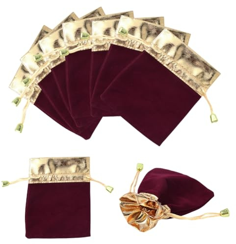 nbeads 20 Stück Kordelzug Samt Beutel, Rotwein Schmuck Beutel Süßigkeiten Taschen Geschenkbeutel mit goldener Rand Für Weihnachten Hochzeit Gunsten Geschenkverpackungen Aufbewahrung, 9x12 cm