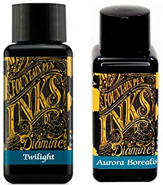Diamine Füllfederhaltertinte 30ml - 2 x Flaschen - Twilight & Aurora Borealis