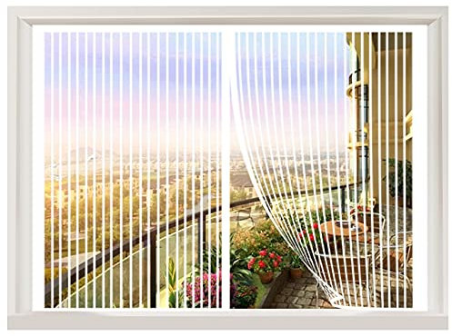 ERPENG Magnetrahmen Fliegengitter 95x140cm Insektenschutz Verschiedene Größen Fliegengitter balkontür Vorhang kinderleichte Klebemontage Ohne Bohren für alle Fenster, Weiß