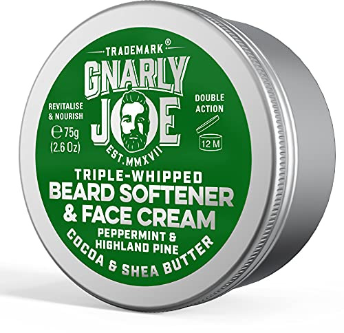 Gnarly Joe Beard Softener & Face Cream - 85ml Beard Softener for Men with Triple-Whipped Cocoa & Shea Butter - Natural Beard Moisturiser, Conditioner & Cream - Peppermint & Pine Scent - Made in UK